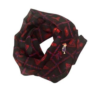 VTG Silk Feel Red Hat Society Scarf & Lapel Hat Pin 2 piece set